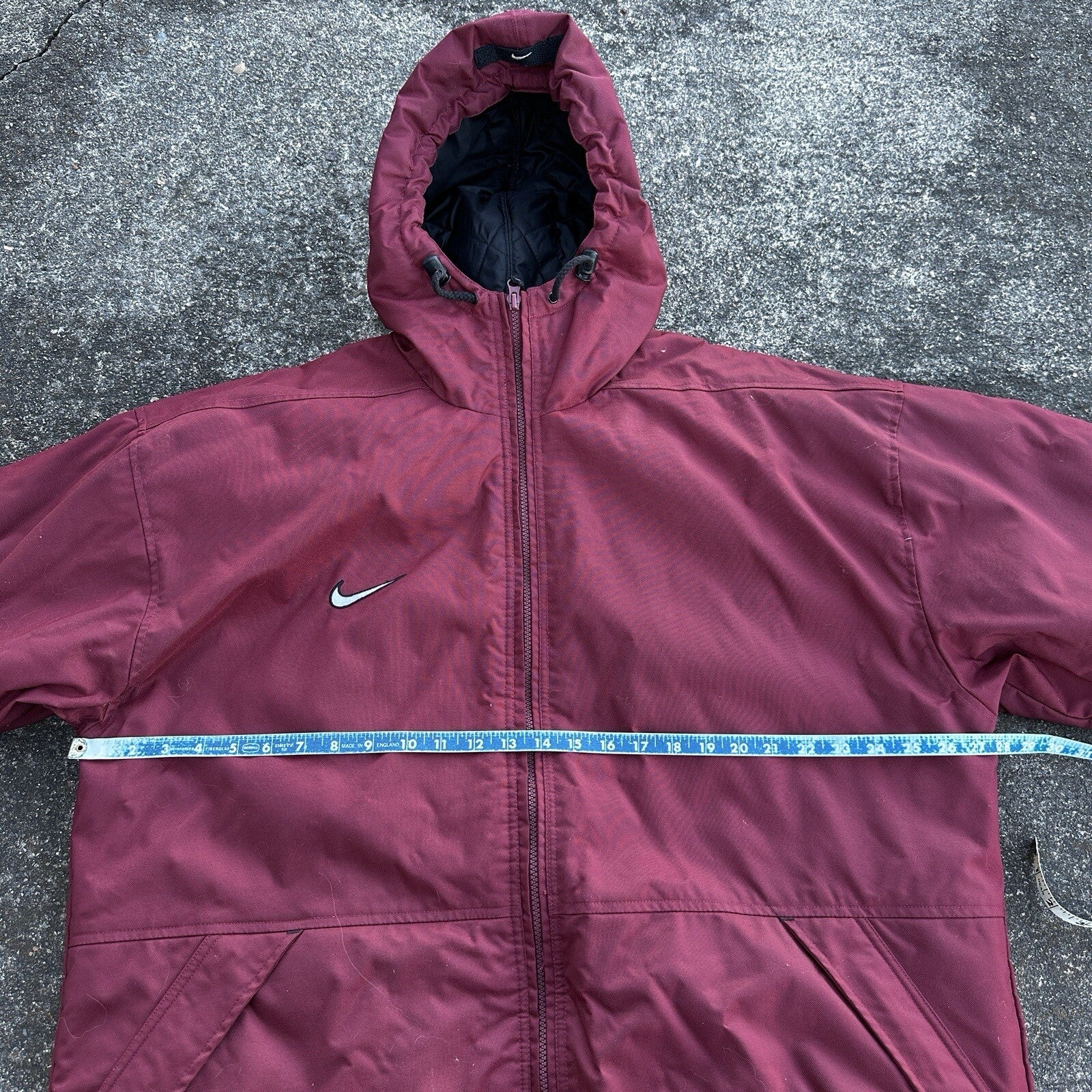 VTG 90s Nike Team Sports Logo Spellout Coat Jacket Parka Men’s M 1990s Red