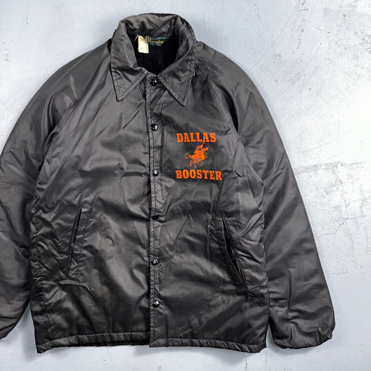 Champion Rare Vintage 70s Button Up Black Coach Windbreaker Lined Dallas Booster