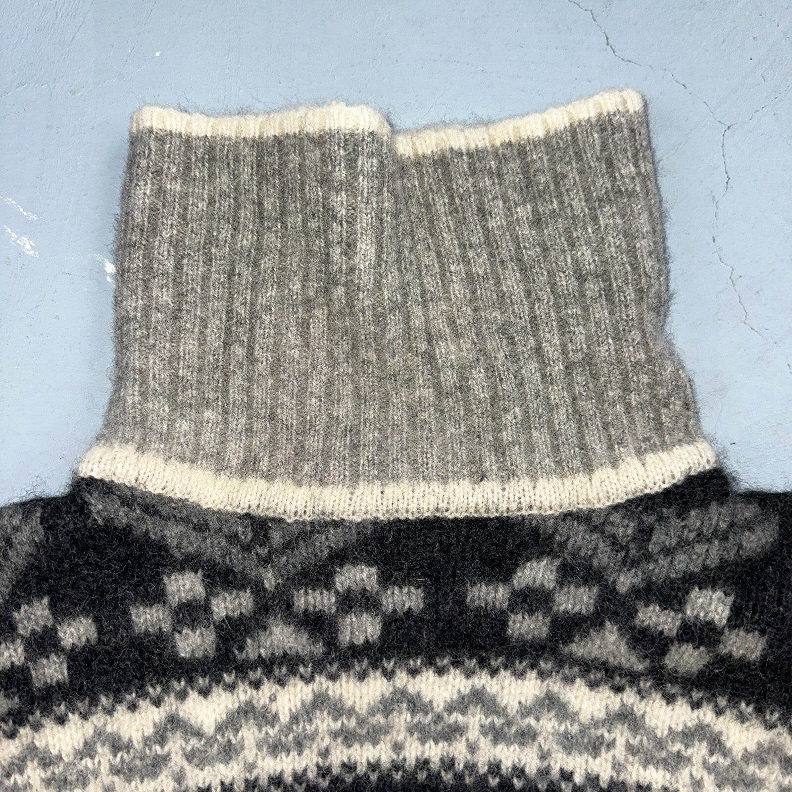 Eddie Bauer Vintage 1992 Wool Turtleneck Fair Isle Pullover Sweater L Womens