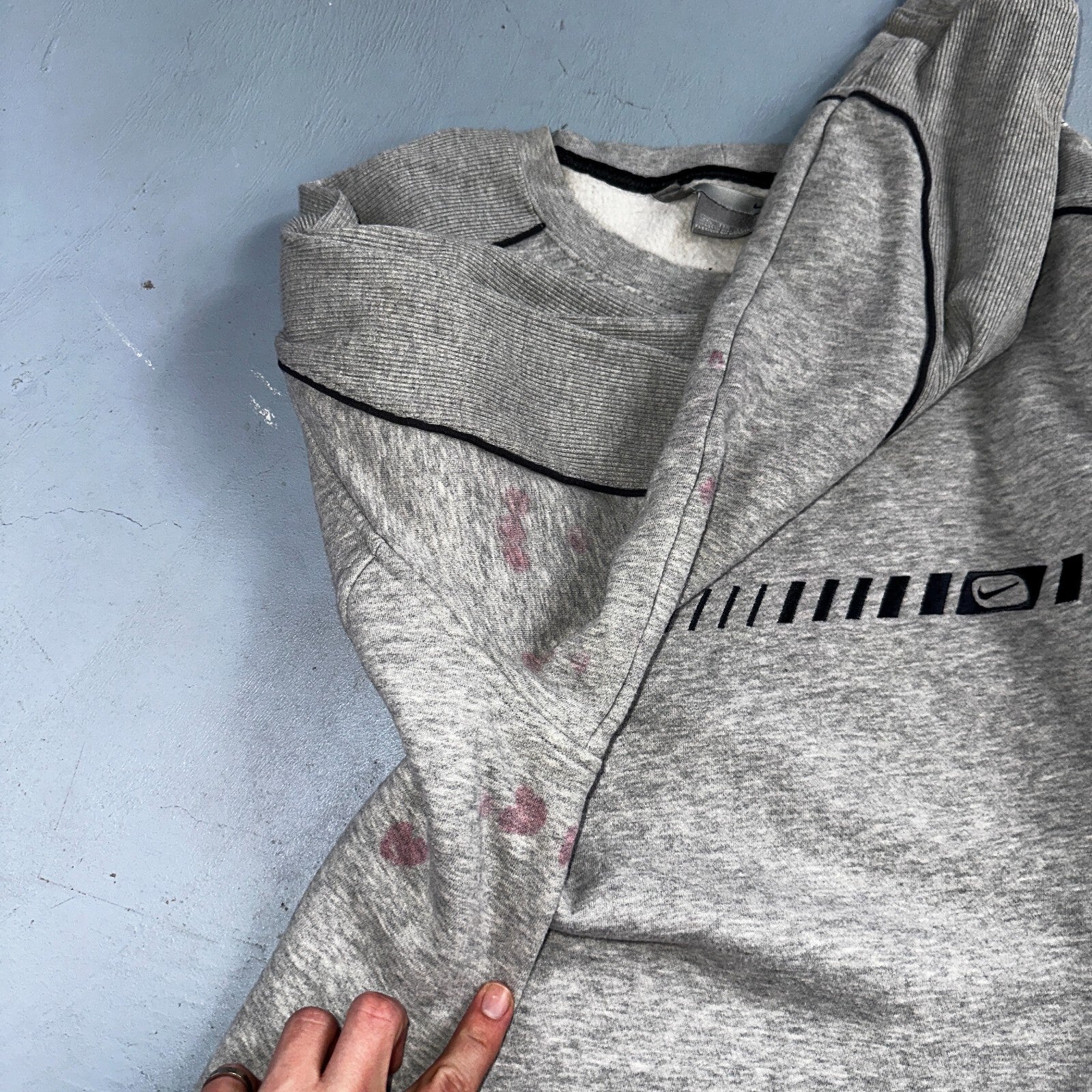 Nike 2XL Silver Tag Sweatshirt 90s VTG Crewneck Y2K Speed Stained Air Max Promo