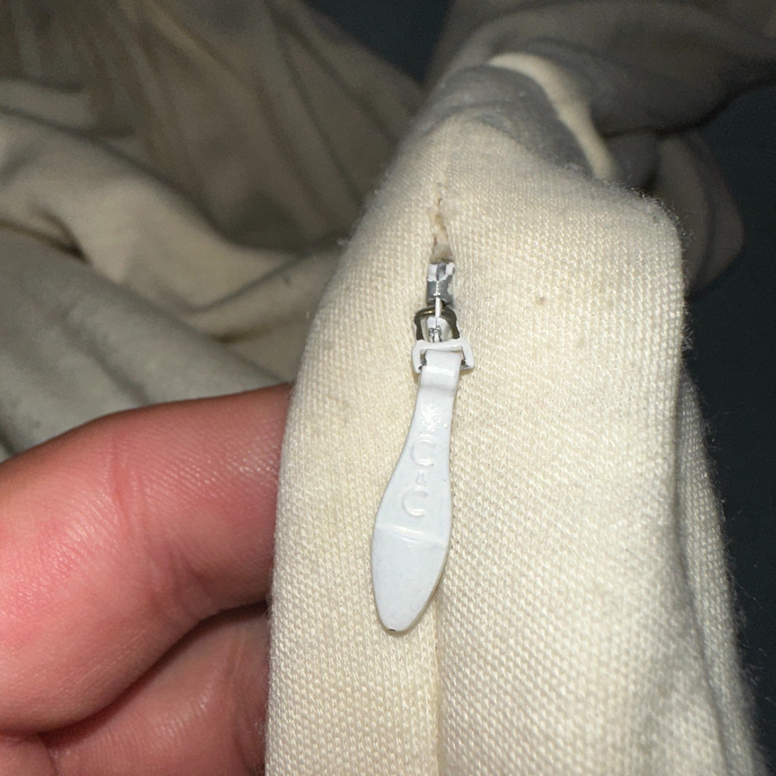 Vintage René Helga Howie Cream Midi Dress Blue Trim V-Neck 3/4 Sleeve Boho 70s