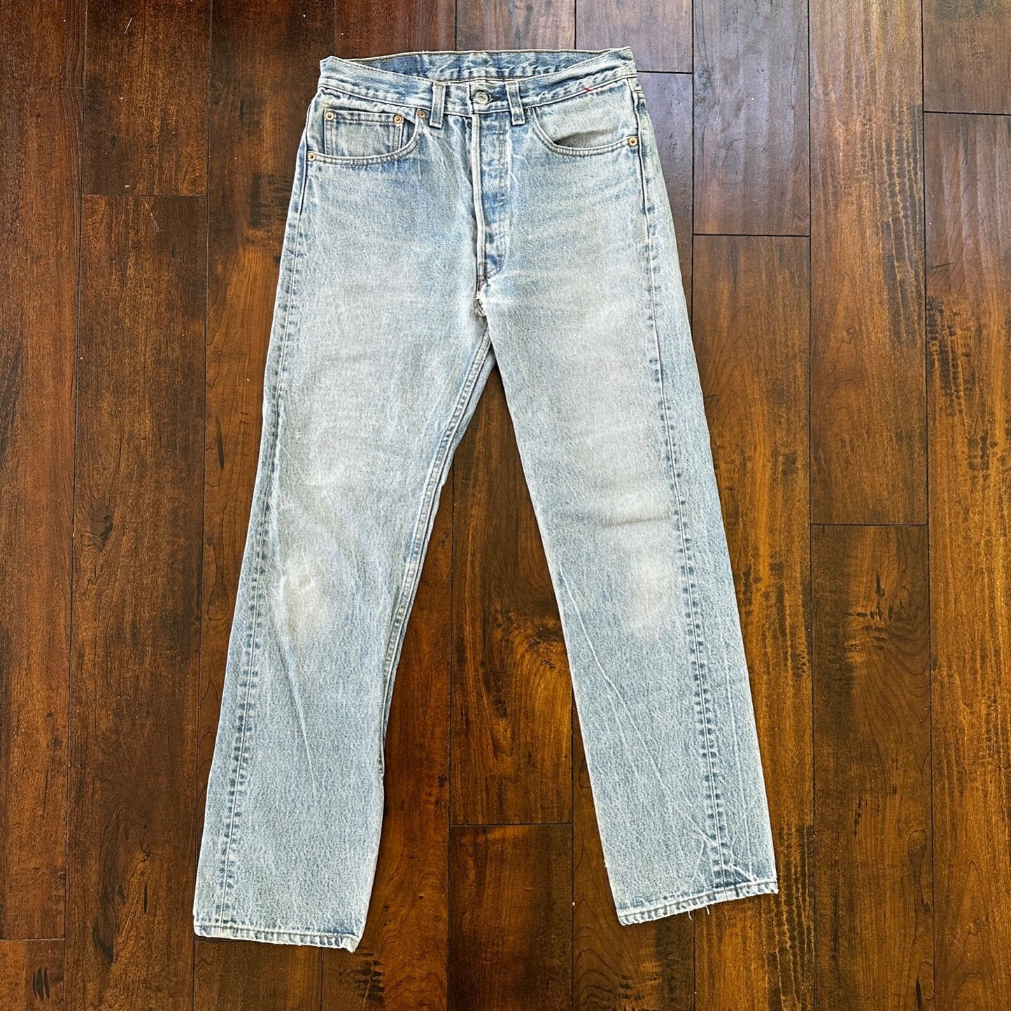 VTG 90s Levis 501 Button Fly 32x34 USA Tag Jeans Straight Wash Blue XX Act 29x29