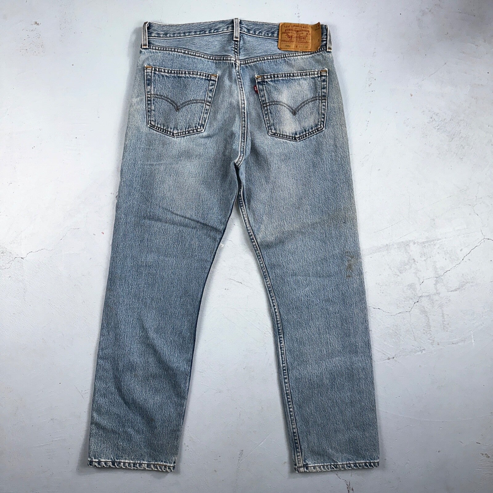 Levis 501 Vintage 90s USA XX Straight Leg Jeans Blue Light Wash 34x30 Act 31x29