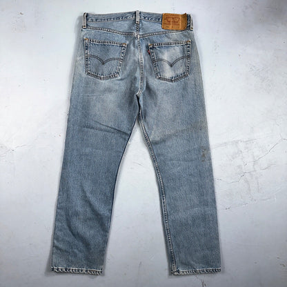 Levis 501 Vintage 90s USA XX Straight Leg Jeans Blue Light Wash 34x30 Act 31x29