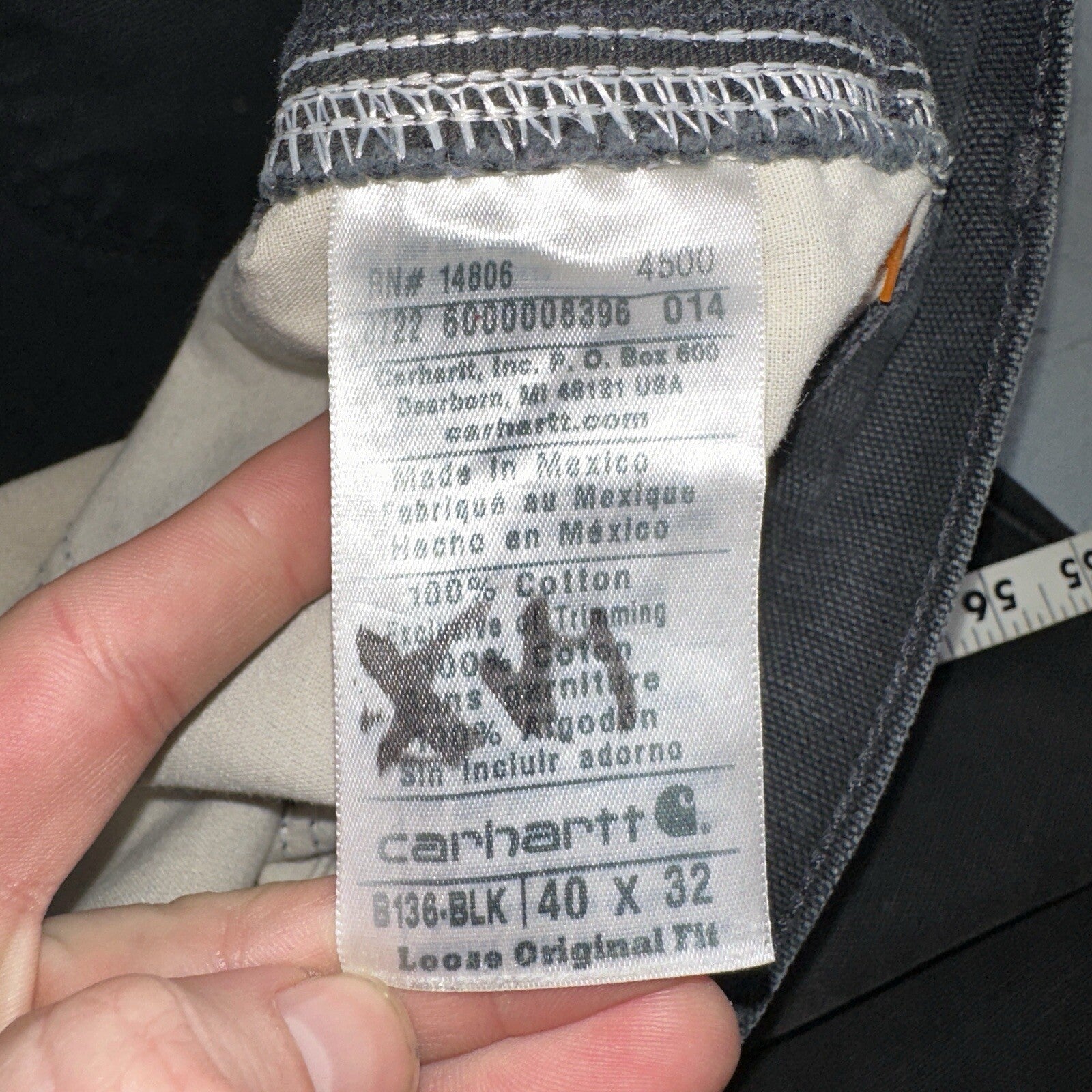 Carhartt VTG Double Knee Carpenter Pants Mexico B01 B136 BLK Black Act 40x32