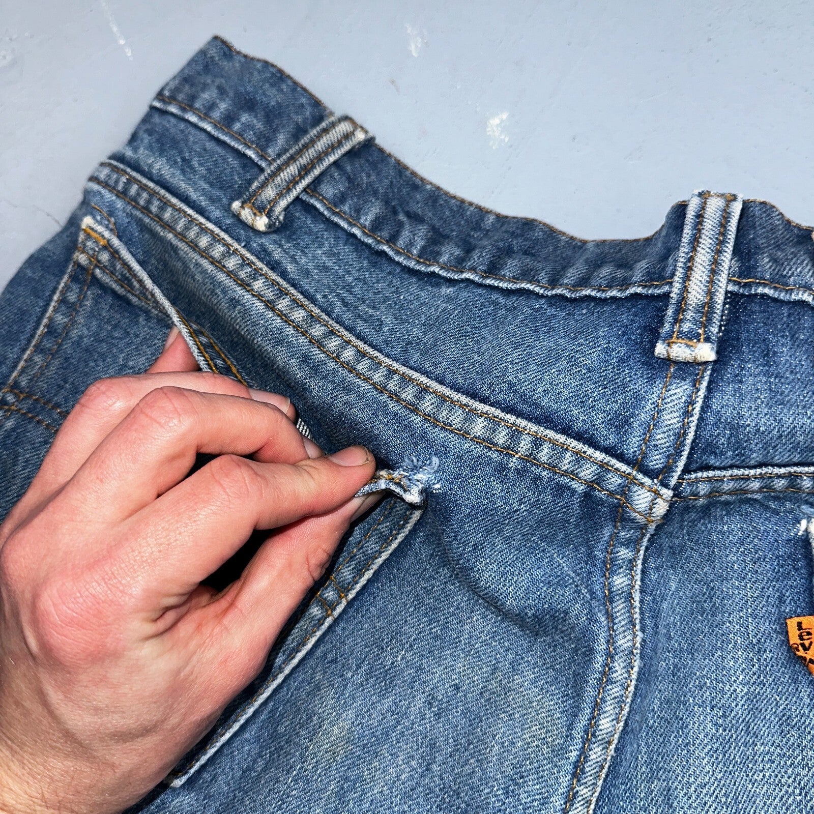 Levis 517 Vintage 90s Canada Orange Tab Bootcut Flare Blue Worn Jeans Act 33x30