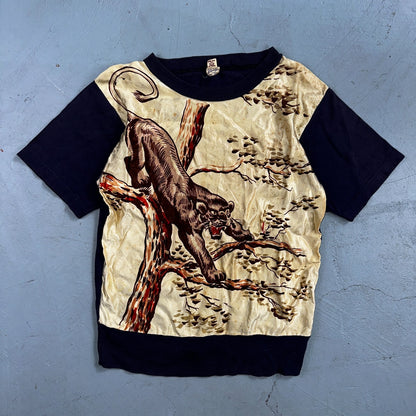 VTG Penneys Novelty Boys T Shirt Size 16 1950s Black Panther Rockabilly Sukajan