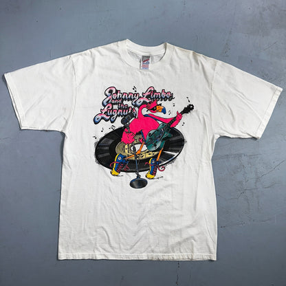 Johnny Limbo SIGNED VTG T Shirt 90s Music Band Falmingo Funny Guitar Rock Vinyl