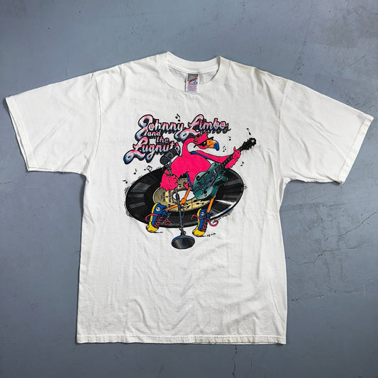 Johnny Limbo SIGNED VTG T Shirt 90s Music Band Falmingo Funny Guitar Rock Vinyl