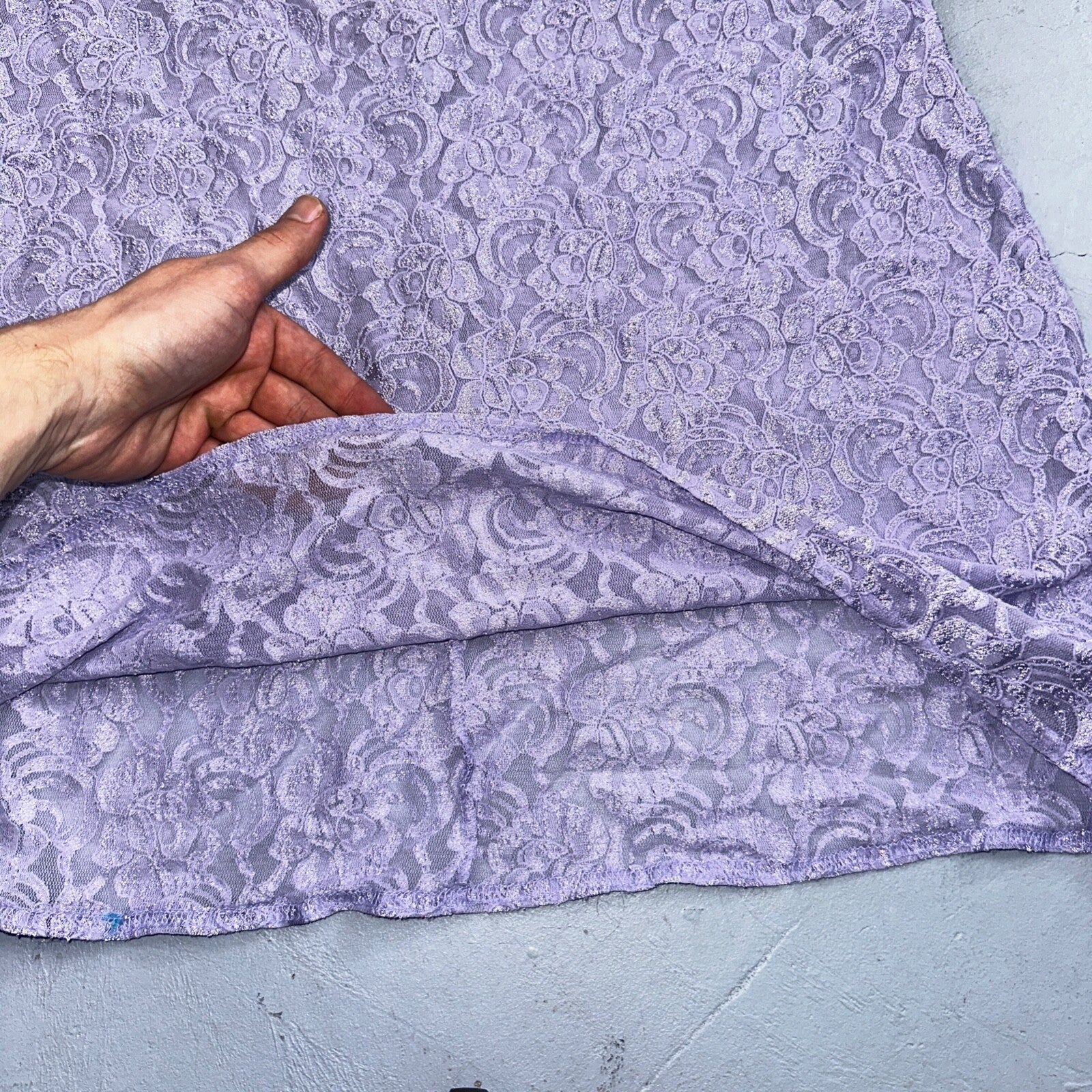 Soft Sensations 80s VTG Women's Lace Trim Satin Mini Slip Lingerie Dress Purple