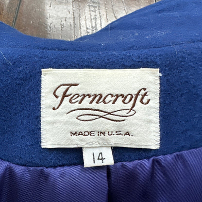 VTG Ferncroft Women's Fleck Blazer Jacket USA Union Made Sz 14 80s Pea Coat
