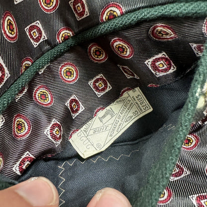 1960s 1970s Green Cashemere Sport Jacket VTG Mens Suit 44 34x32 Rockabilly Gray