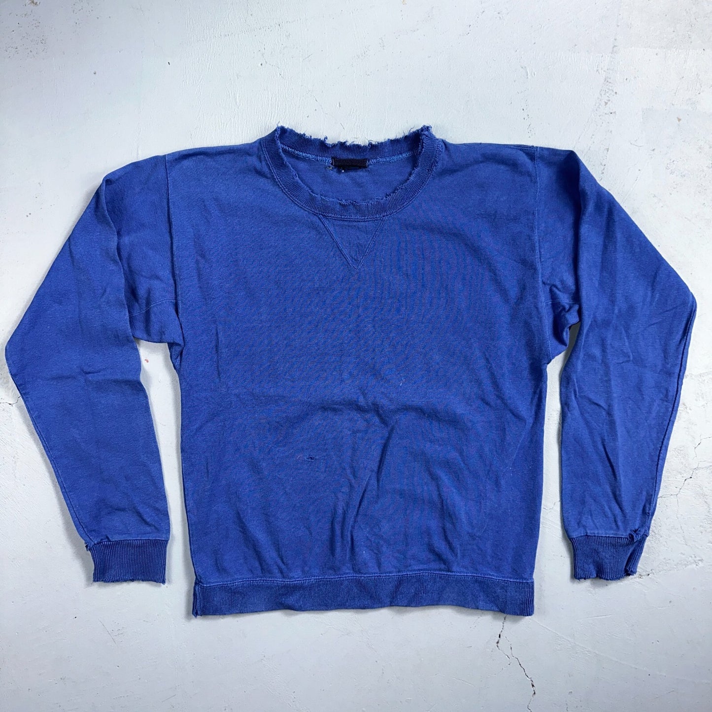 1970s VTG Blue Single V Sport Blank Sweatshirt USA Crewneck Basic 70s Jumper