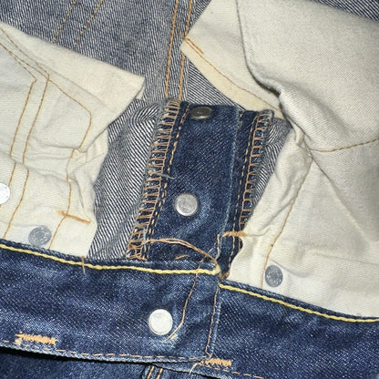 Levis 501 Big E VTG 60s Redline Denim Destroyed Jeans 1960s 28x28 Fringe Boot