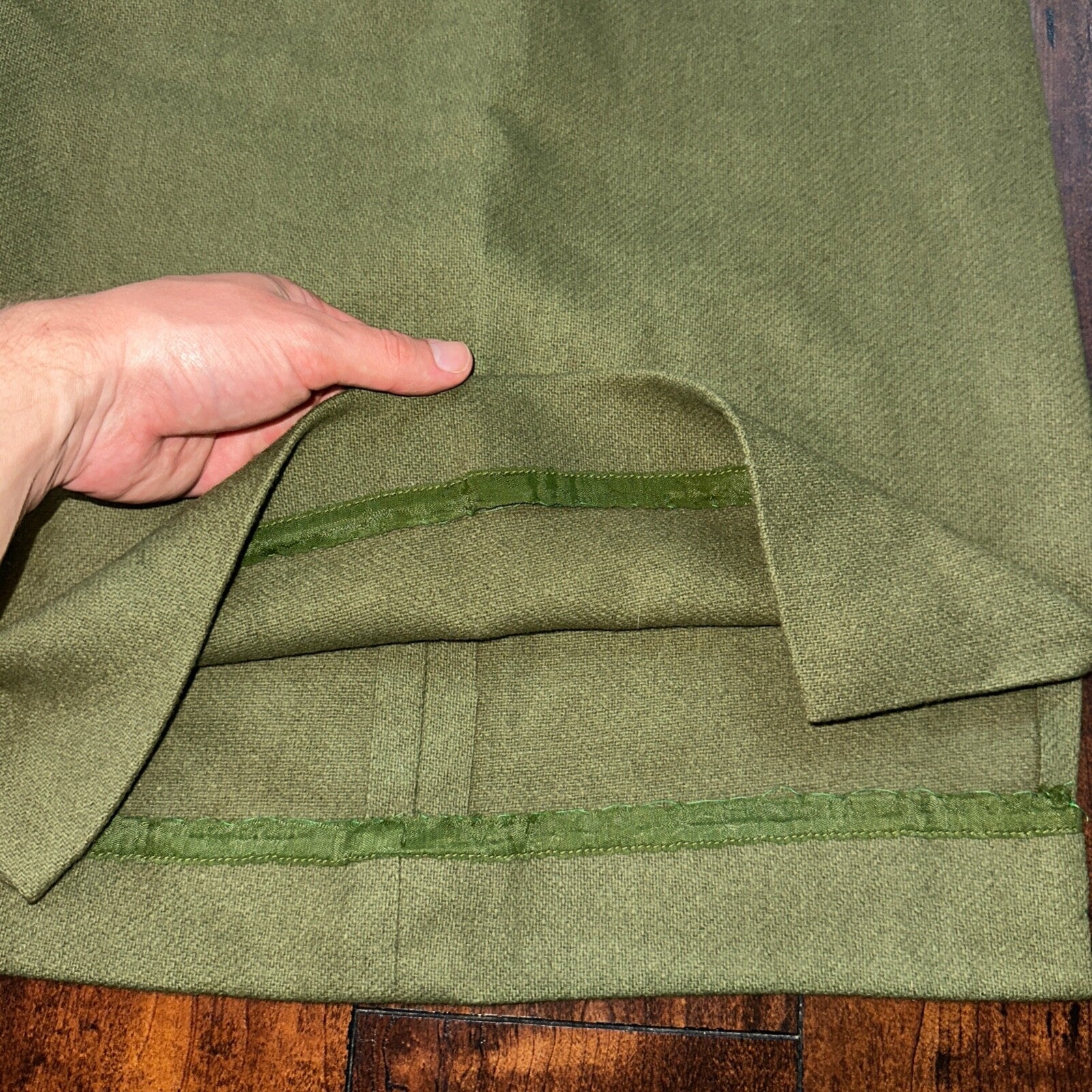 VTG USA Rockabilly Womens Dress Skirt 60s 70s Bottom Plaid Cute Green Wool