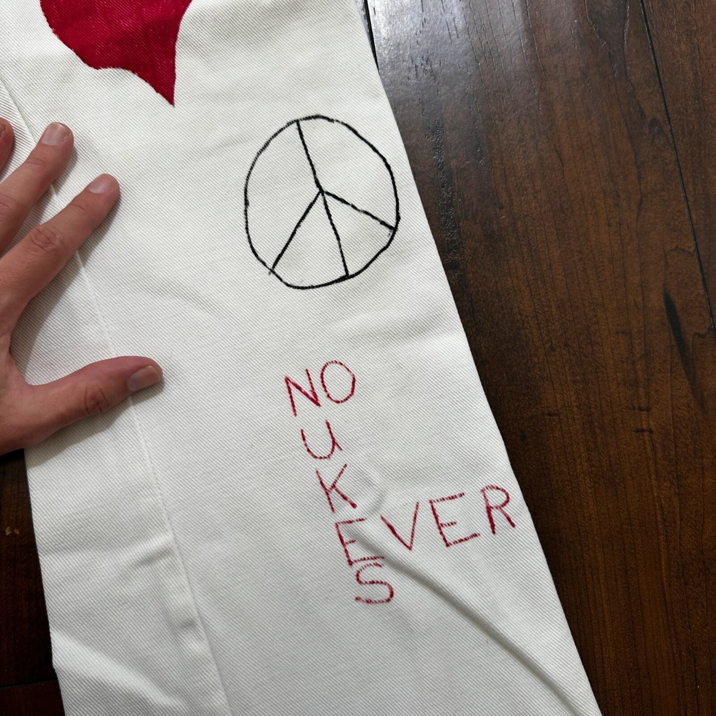 VTG 1960s Rockabilly 26x27 USA Hand Drawn Political No Nukes White Art Pants 60s