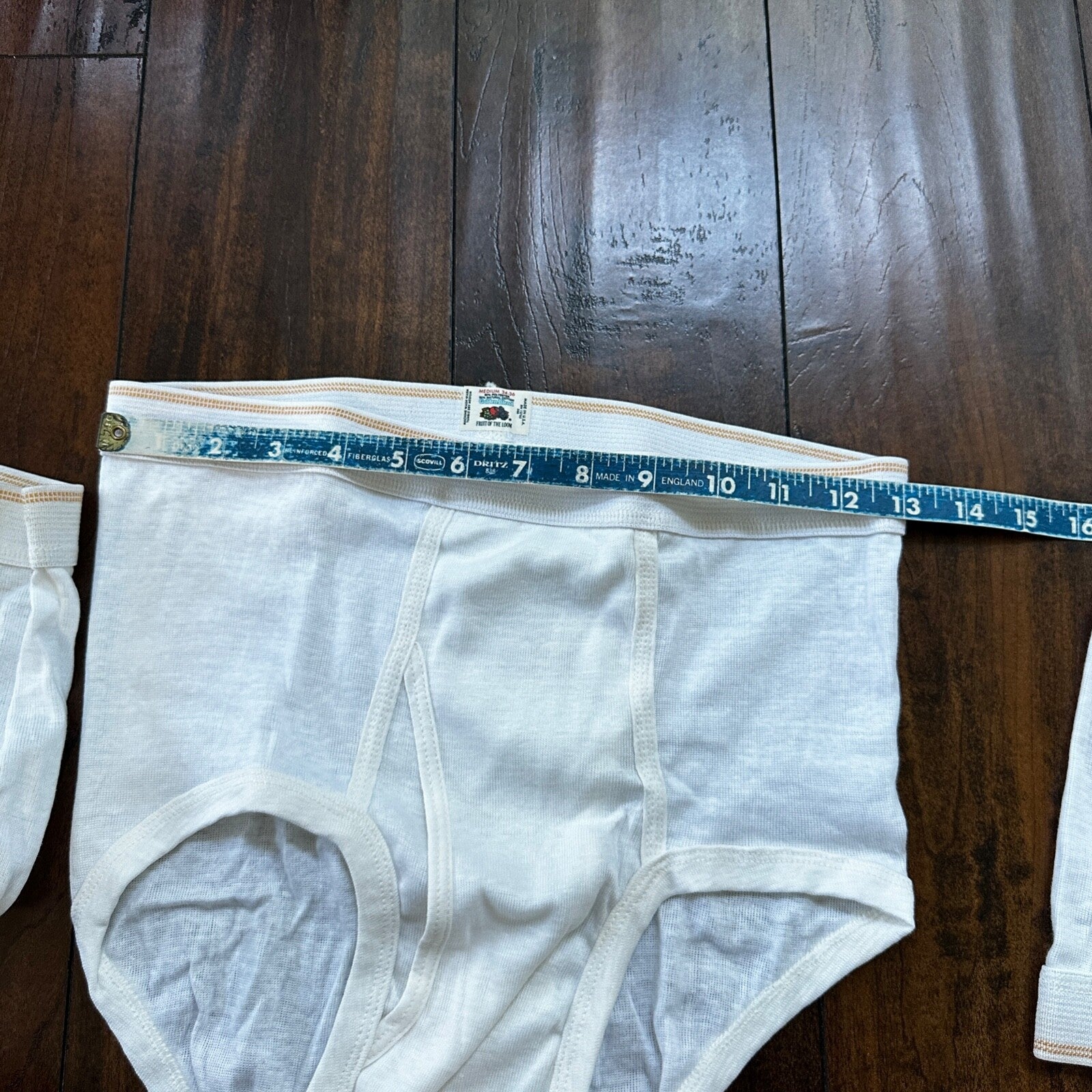 FOTL Briefs Men Size 34 White Cotton Stripes 3 Pair VTG USA Lot 1970s 70s M