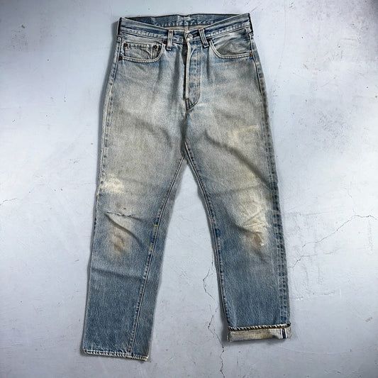 Levis 501 Vintage 80s Redline Selvedge USA XX Jeans Light Wash Worn Act 30x30