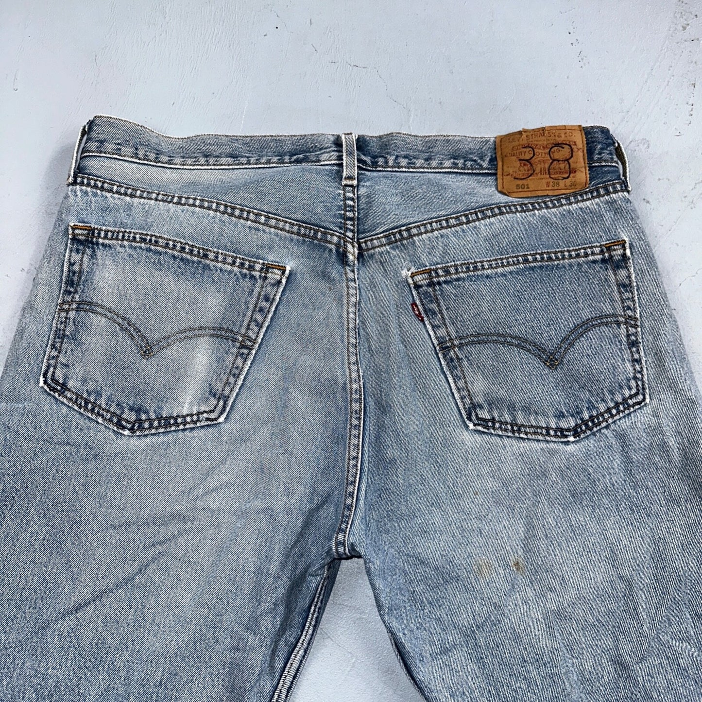 Levis 501 Vintage 90s Mexico Straight Leg Jeans 38x30 Y2K Light Wash Act 37x29