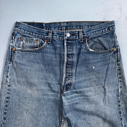 Levis 501 Vintage 90s USA XX Straight Leg Jeans 35x36 Blue Light Wash Act 32x32