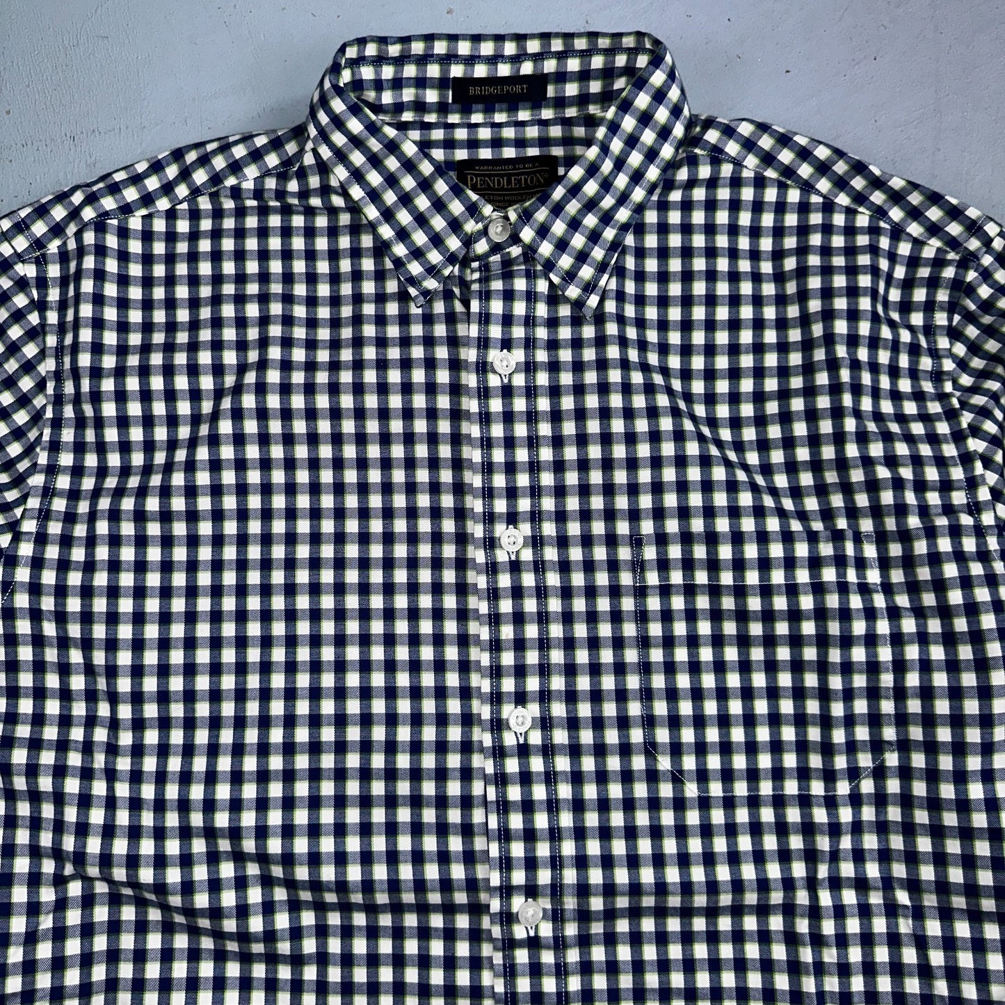 Pendleton Bridgeport Shirt Men's Size L Blue Lime Check Long Sleeve Button Down