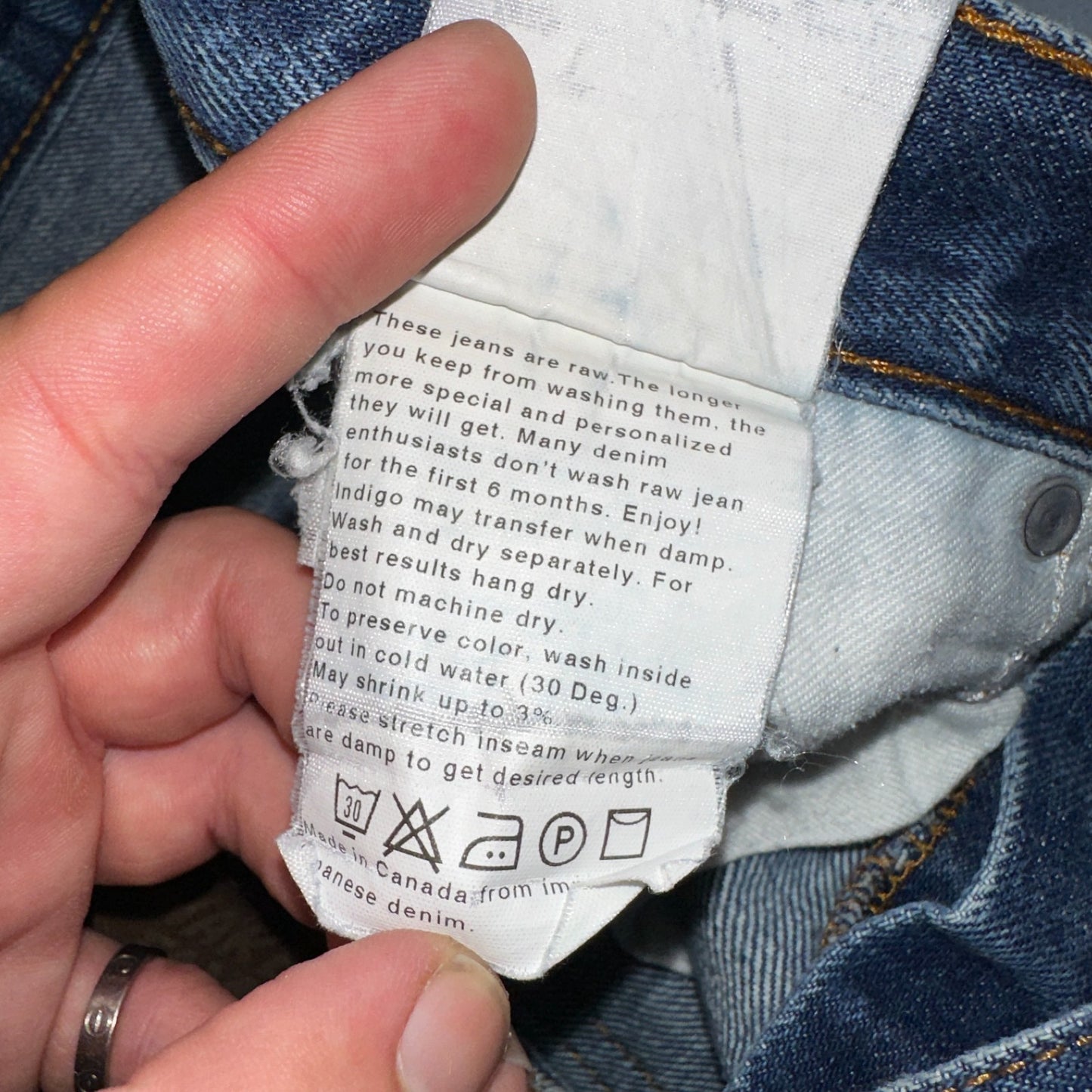 Naked & Famous Jeans Mens 30x36 Blue Dirty Fade Selvedge Denim Skinny Guy