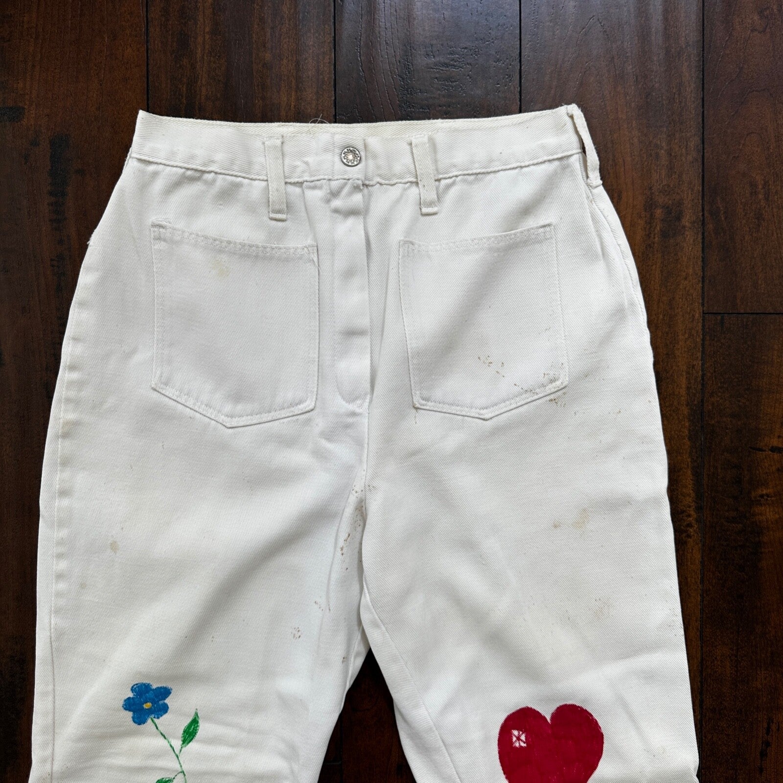 VTG 1960s Rockabilly 26x27 USA Hand Drawn Political No Nukes White Art Pants 60s