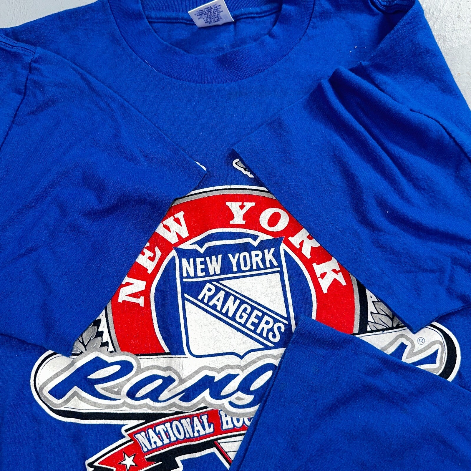 New York Rangers VTG Sportswear T Shirt Mens L NHL Hockey Blue 90s Single Stitch