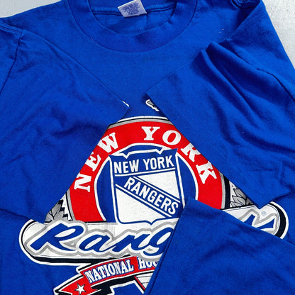 New York Rangers VTG Sportswear T Shirt Mens L NHL Hockey Blue 90s Single Stitch
