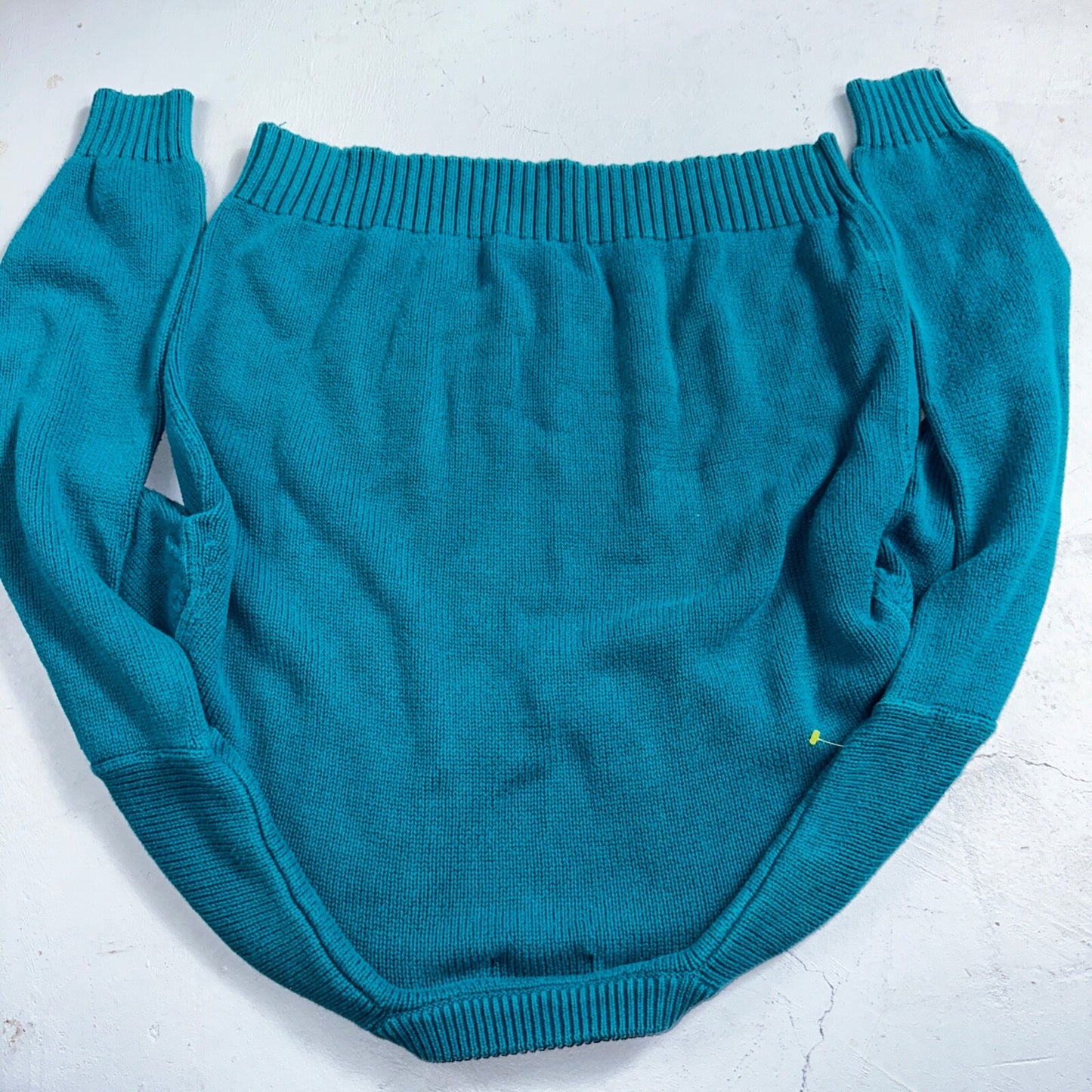 Vintage Eddie Bauer Sweater Mens Large Teal V Neck Pullover Cotton Casual Adult