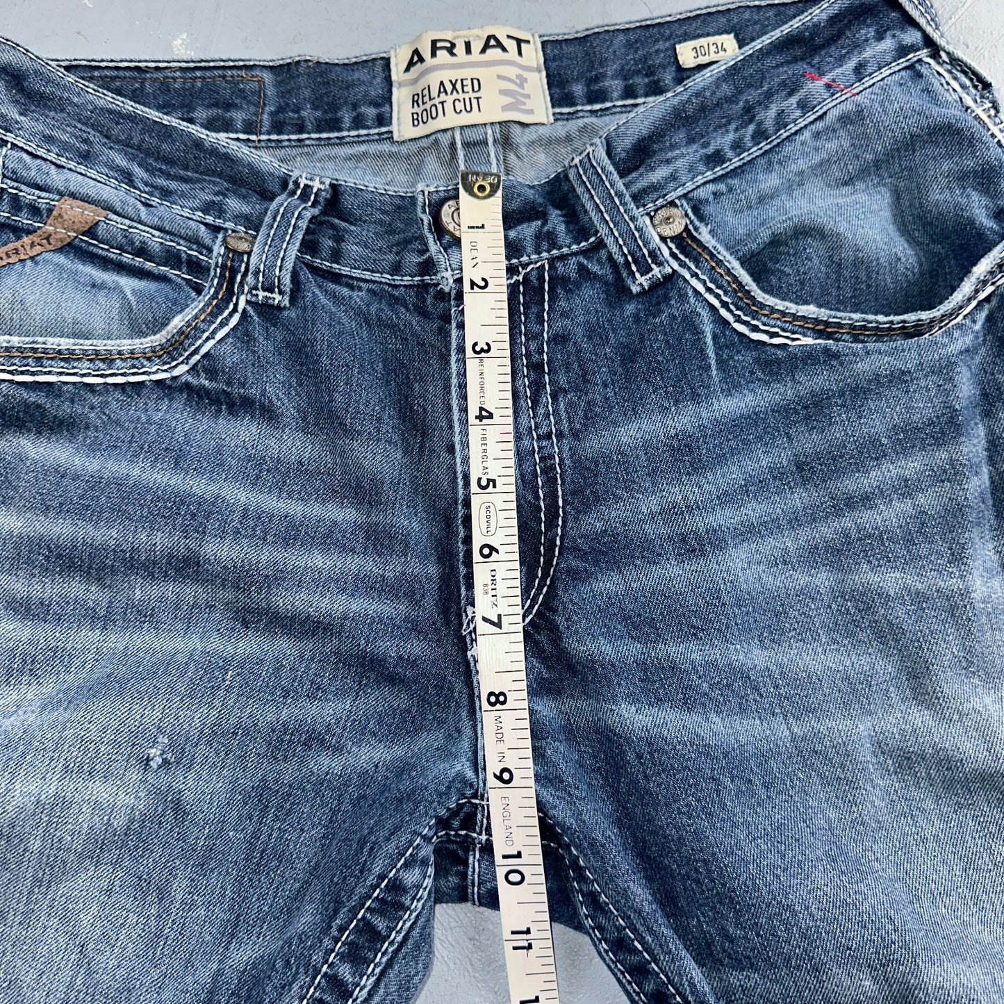 Ariat Jeans Mens 30 X 34 Blue Denim Rebar M4 Relaxed Boot Cut Workwear Country