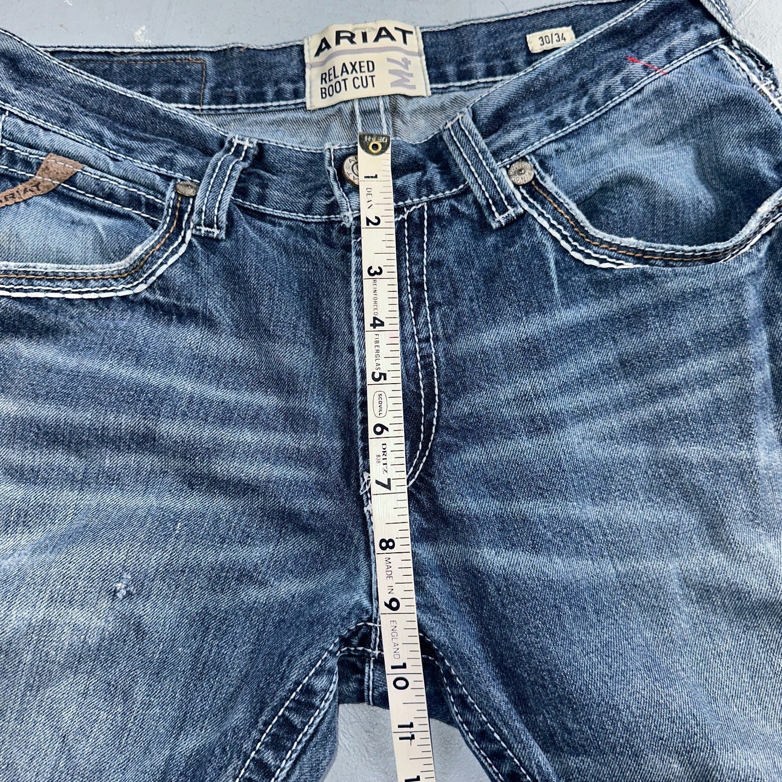 Ariat Jeans Mens 30 X 34 Blue Denim Rebar M4 Relaxed Boot Cut Workwear Country