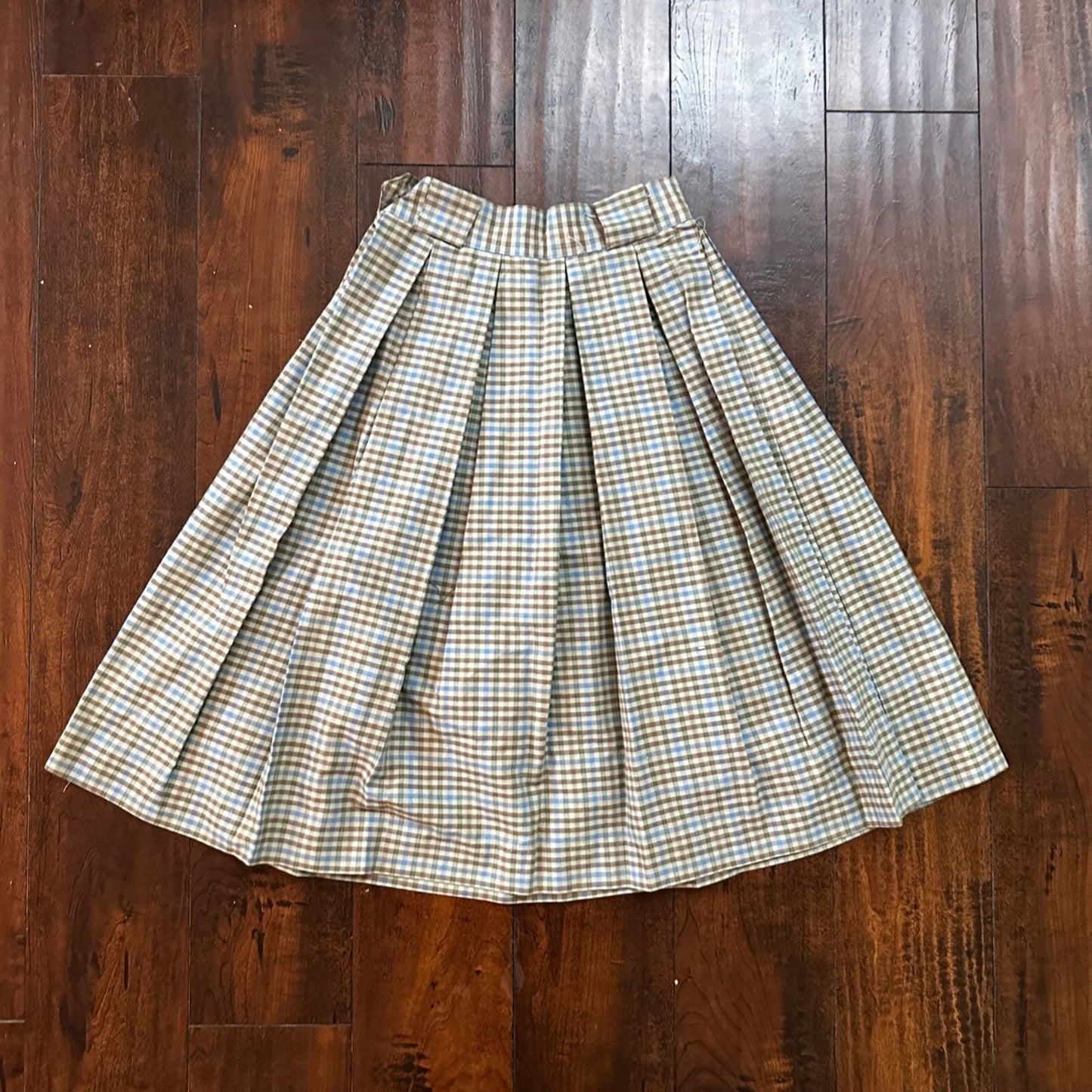 VTG USA Rockabilly Womens Dress Skirt 60s 70s Bottom Plaid Checker Pleated Cute