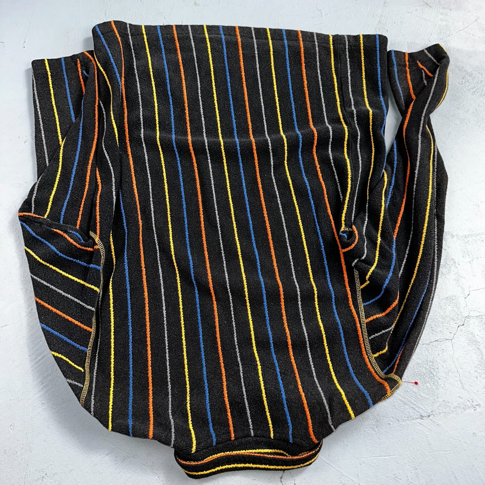 Vintage Cocoa Indo Italy Knit Polo Shirt Small Black Striped Long Sleeve 90s Y2K