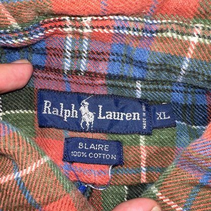 RALPH LAUREN Shirt Mens Size XL Button Up Plaid Long Sleeve Extra Large Blaire