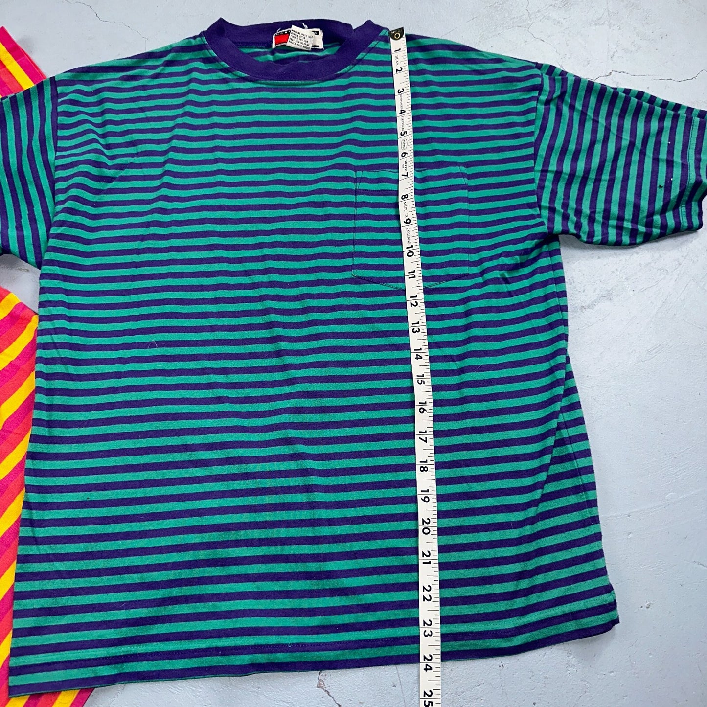 Striped Lot of 2 Headliners VTG T Shirt 90s Green Blue Pink Yellow Fun Large