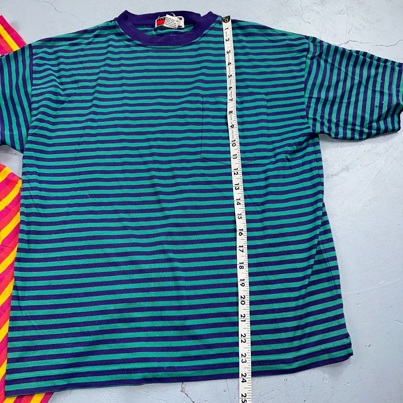 Striped Lot of 2 Headliners VTG T Shirt 90s Green Blue Pink Yellow Fun Large