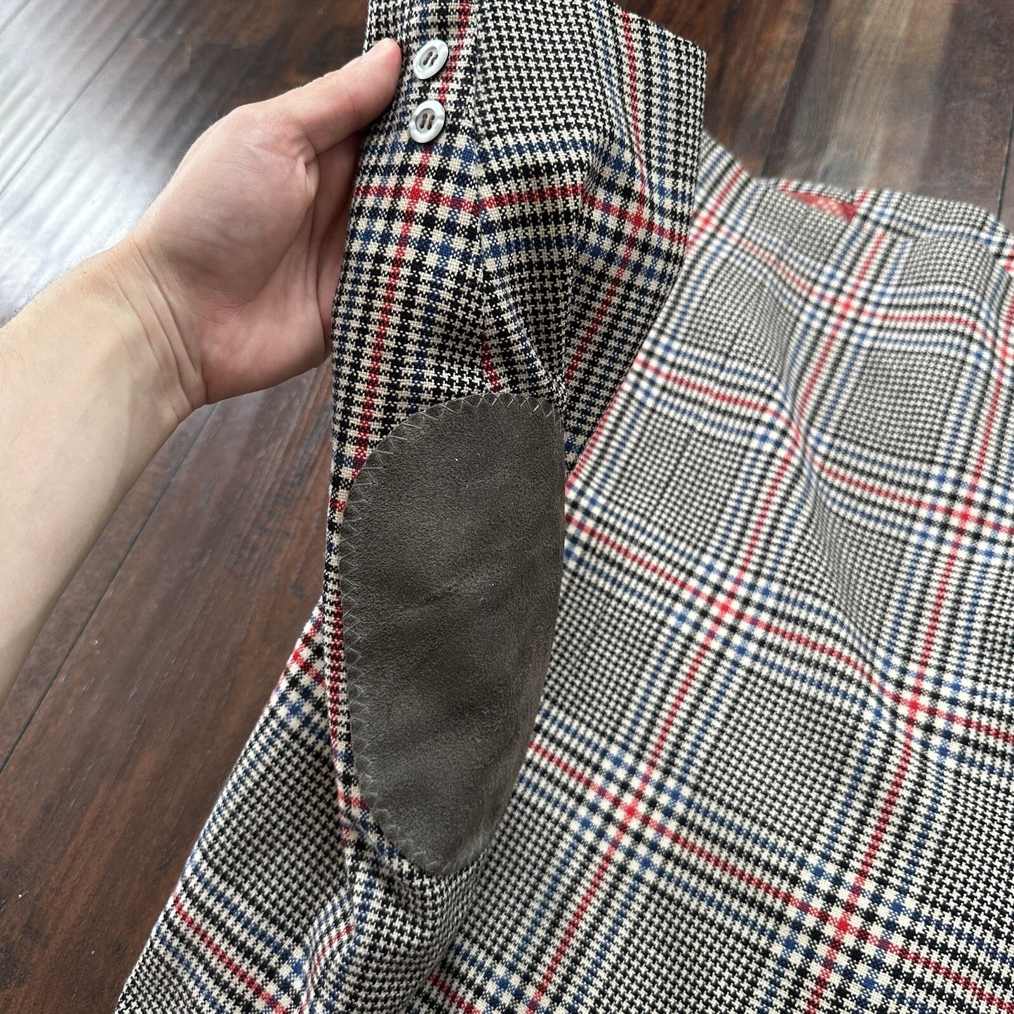 1960s 1970s Gray Cashemere Sport Jacket VTG Mens Suit 46 Rockabilly Stripe Plaid