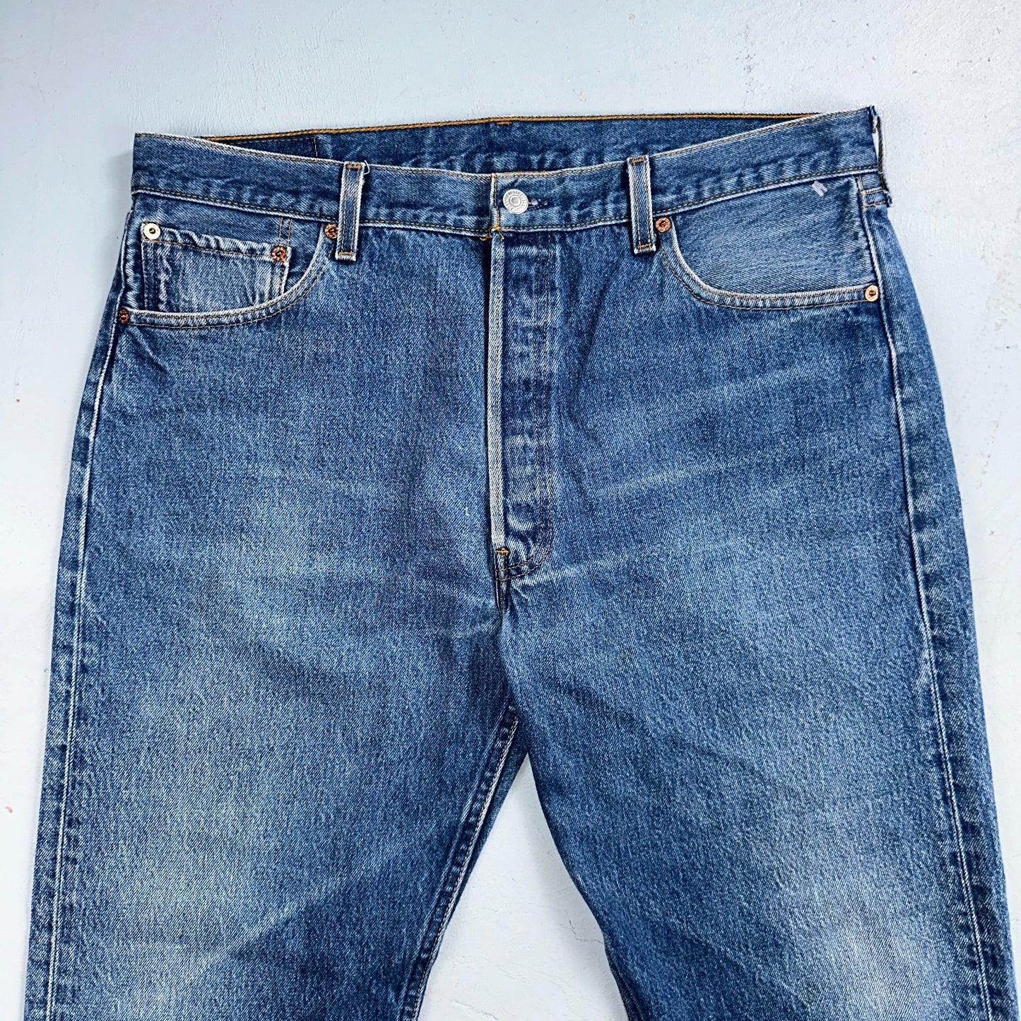 Levis 501 Vintage 90s USA XX Straight Leg Jeans Blue Med Wash 38x30 Act 36x27