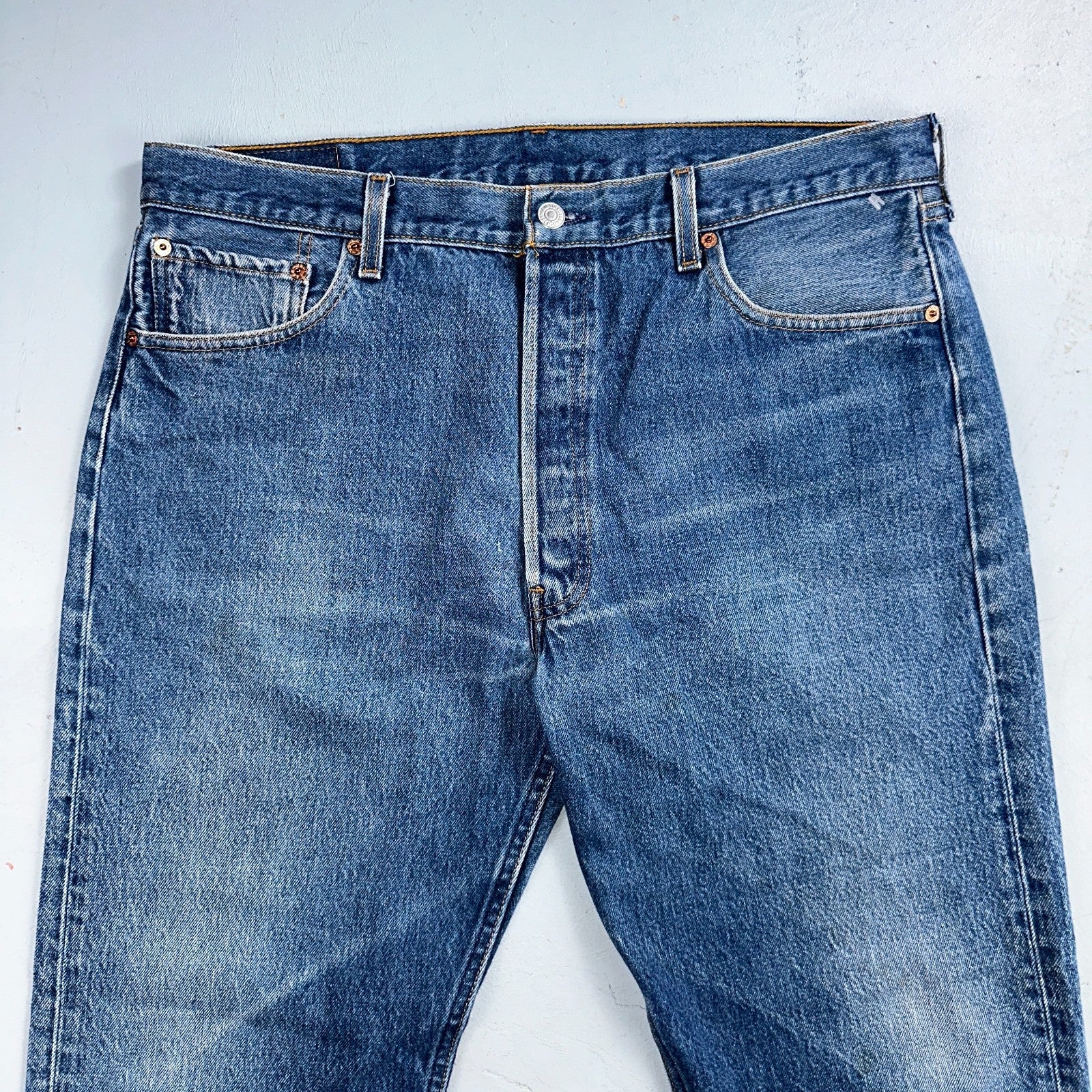 Levis 501 Vintage 90s USA XX Straight Leg Jeans Blue Med Wash 38x30 Act 36x27