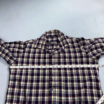 Vanson Flannel Shirt Plaid 1960s 1970s Rockabilly Black Red Grunge Wool Like Mat