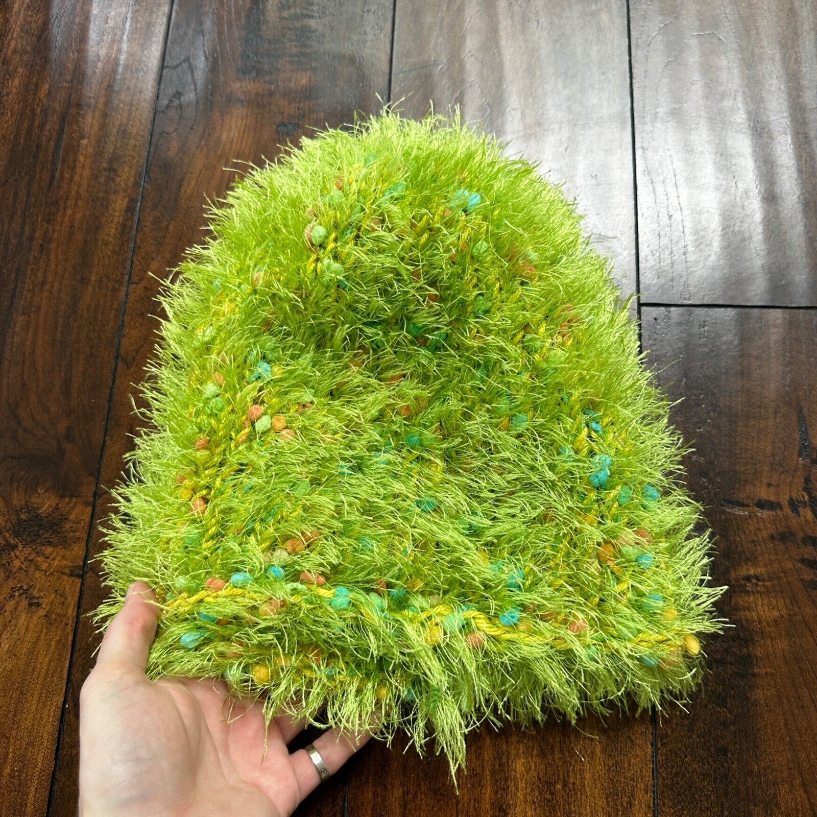 Vintage Beanie Winter Hat Knit 1970s Winter Christmas Grinch Soft Tree WILD