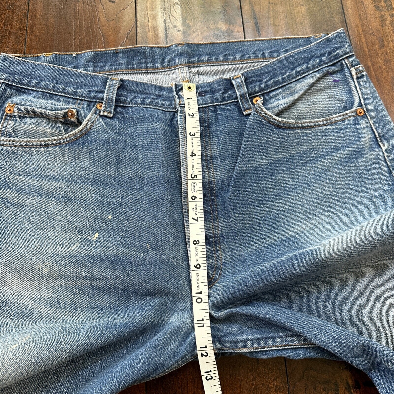 VTG 80s Levis 501 Button Fly 38x36 USA Tag Jeans Straight Wash Blue XX Act 34x31