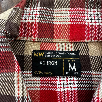Vintage Big Mac Shirt Mens 15 Red Plaid Short Sleeve 90's JC Pennys Mens