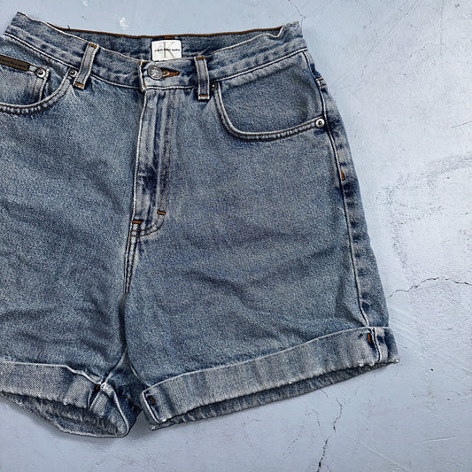 Vintage Calvin Klein Denim Mom Shorts Womens Size 6 Blue Medium Wash Cuffed USA