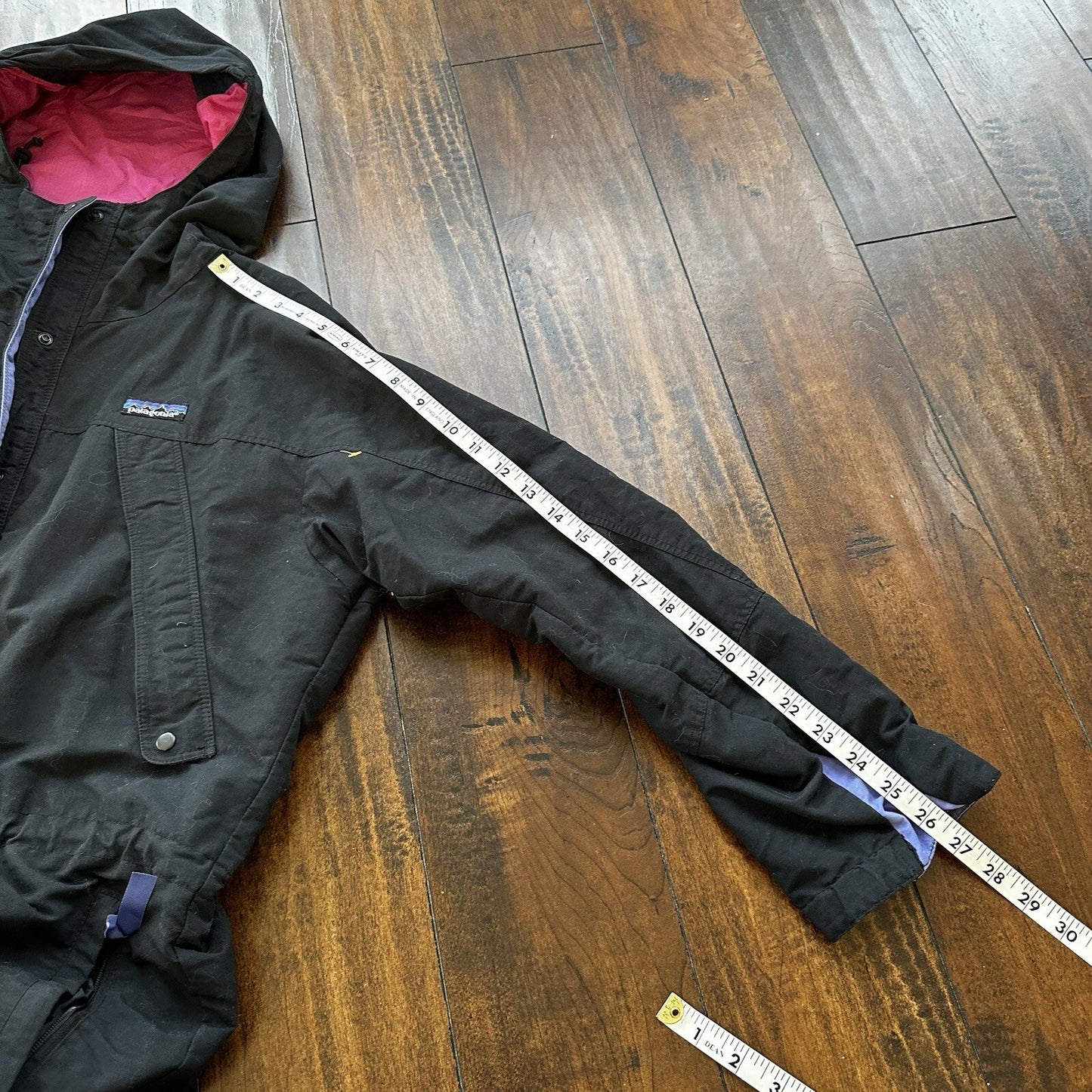 Patagonia Womens Jacket Black Pockets Nylon Logo Zip 8 Vtg Hiking Outdoors