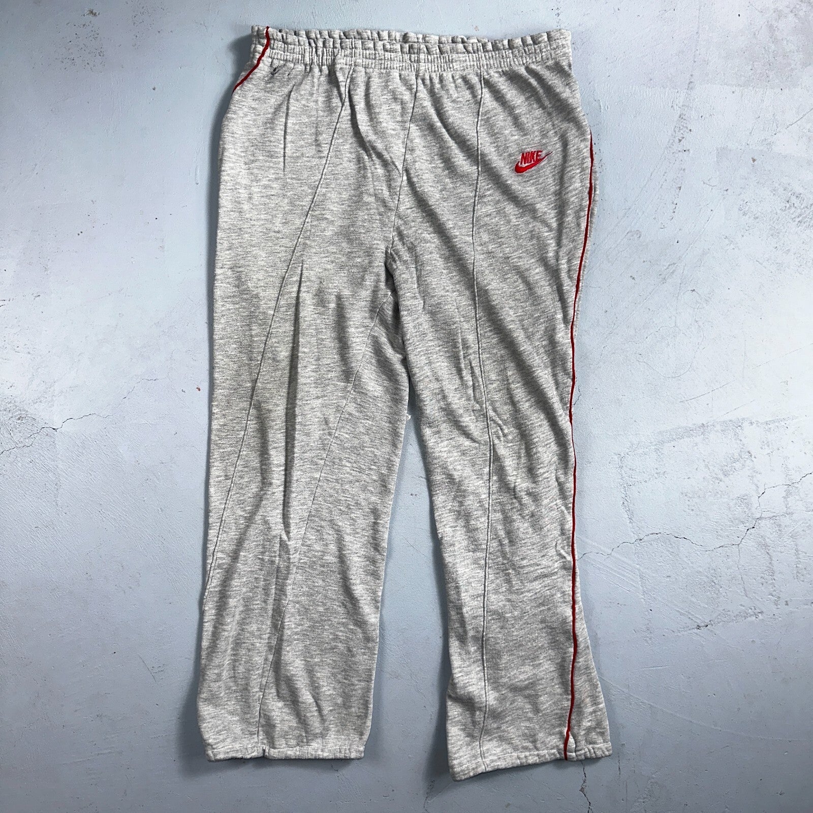 Nike Vintage 80s Sweatpants Large Gray Red Trim Blue Tag 1980s Cotton Jogger