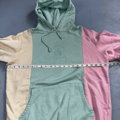 Teddy Fresh Size M Embroidered Logo Hoodie Sweatshirt Pastel Color Block