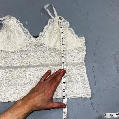 VTG 1970s AA Lingerie Slip Dress Sleepwear Full Sweep Nightgown Lace Hearts