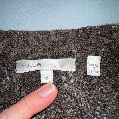 Vince Wool Cashmere Sweater Size XS Brown Cardigan Alpaca Chunky Knit